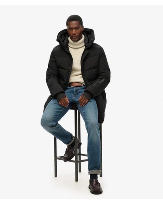 Superdry Black & Co Loose Fit Embroidered City Chevron Padded Parka Coat for men