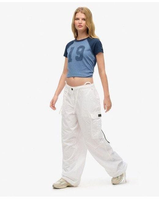 Superdry White baggy Parachute Pants
