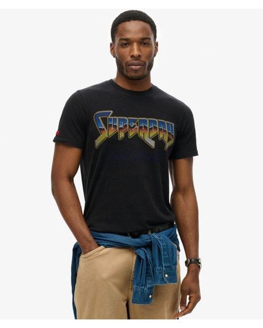 Superdry Black & Co Classic Rock Graphic Band T-shirt for men