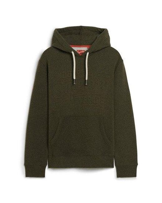 Superdry Green Embossed Archive Graphic Hoodie for men