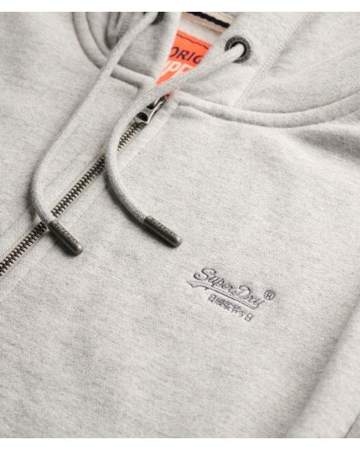 Superdry Gray & Co Essential Logo Half Brushed Zip Hoodie for men
