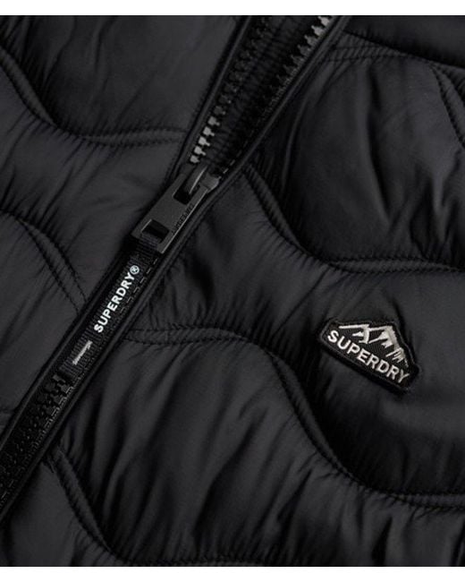 Superdry Black Hooded Fuji Lite Wave Padded Jacket