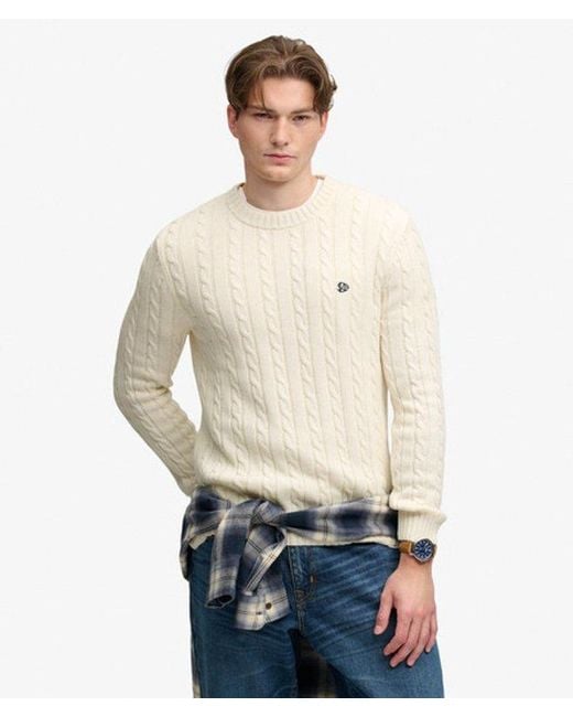 Superdry Natural & Co Cotton Cable Knit Crew Jumper for men