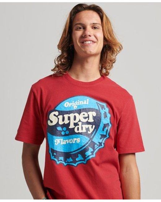 Superdry Red Cooper Retro 70S Graphic T-Shirt Risk for men