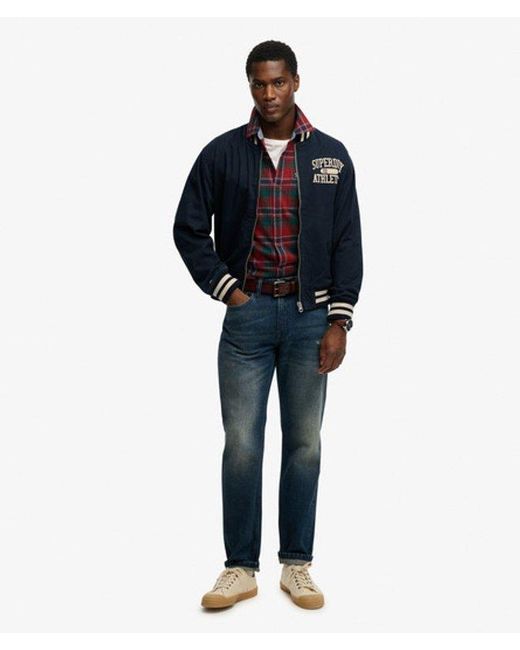 Superdry Blue Twill Varsity Bomber Jacket for men