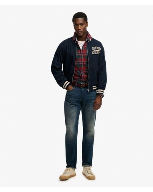 Superdry Blue Twill Varsity Bomber Jacket for men