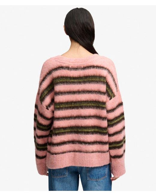 Superdry Red & Co Slouchy Brushed Stripe Knit Jumper