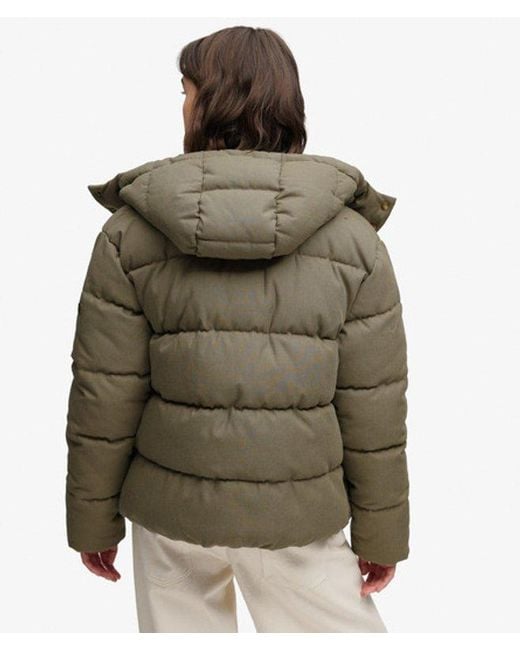 Superdry Green & Co Premium Hooded Check Puffer Jacket