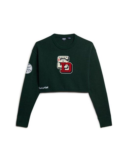 Superdry Black & Co Varsity Cropped Crew Jumper