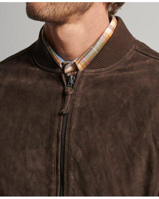 Superdry Brown Suede Bomber Jacket Dark for men