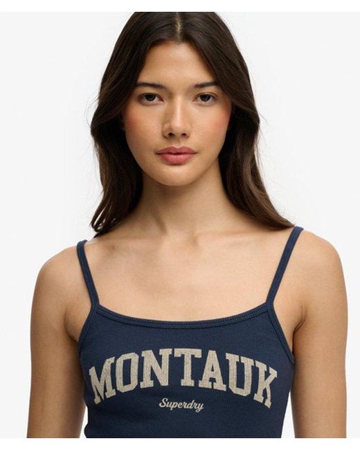 Superdry Blue & Co Athletic Essentials Graphic Print Cami Top