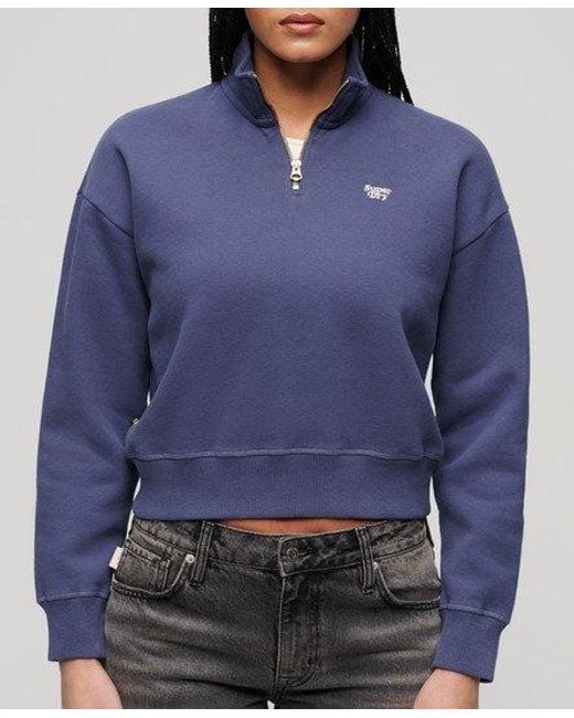 Superdry Blue Essential Half Zip Sweatshirt