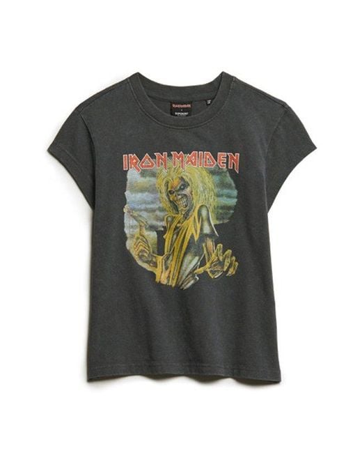 Superdry Blue & Co Iron Maiden X & Co Cap Sleeve Band T-shirt