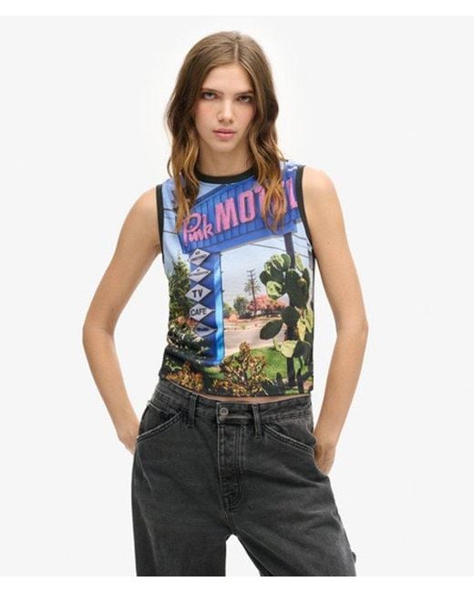 Superdry Blue & Co Sub Print Vest Top