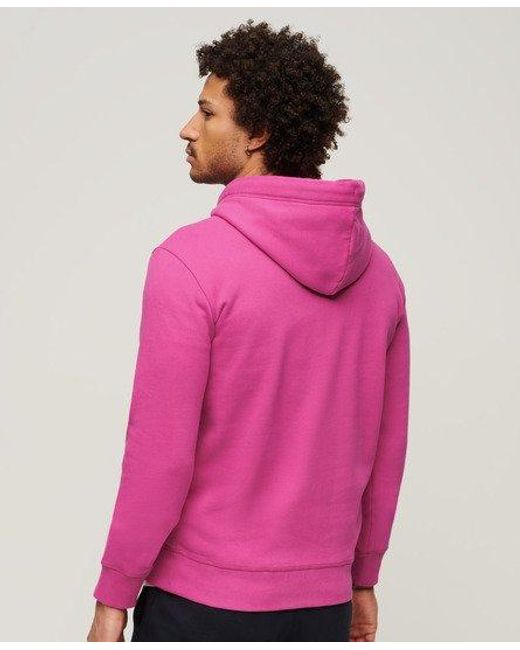 Superdry Pink Slim Fit Essential Logo Hoodie for men