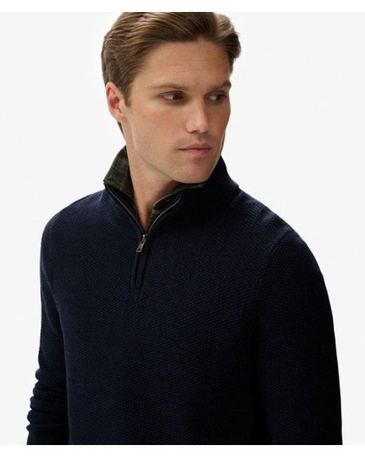 Superdry Blue & Co Cotton Texture Half-zip Jumper for men