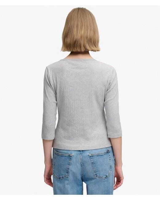 Superdry Gray & Co Athletic Essentials Pointelle Half Sleeve Top