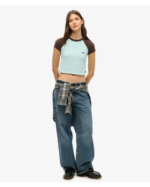 Superdry Blue & Co Cropped Baseball Baby T-shirt