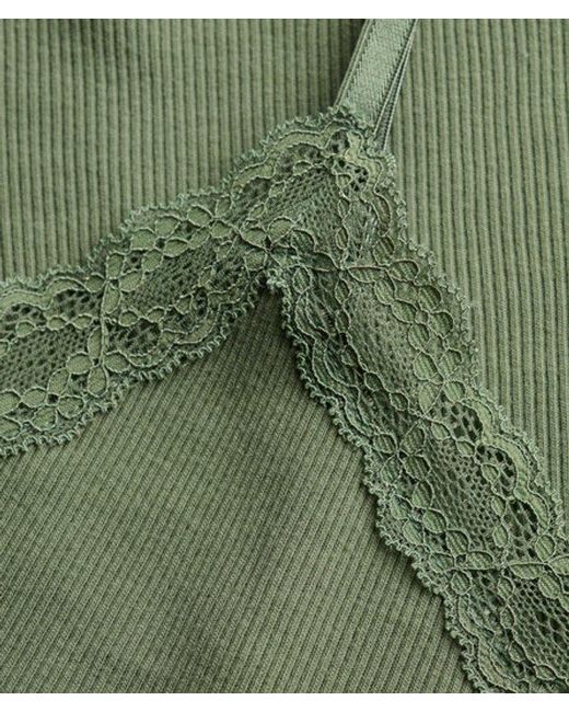 Superdry Green & Co Essential Lace Trim Cropped Cami Top