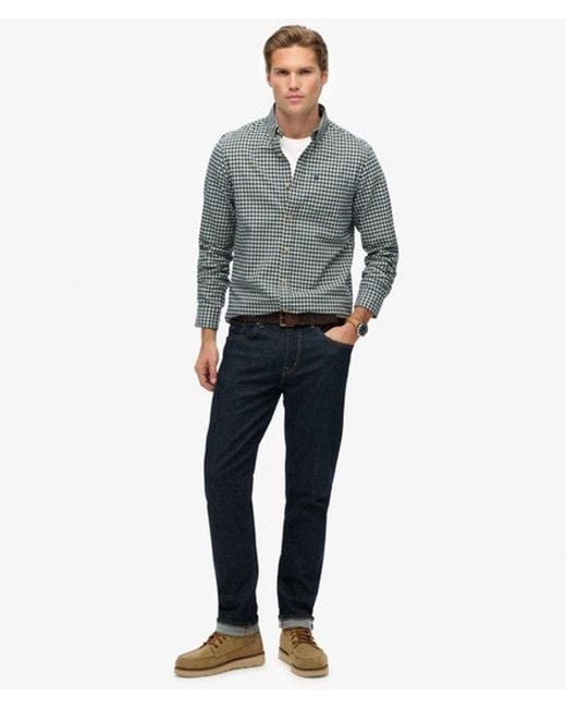 Superdry Premium Oxford Overhemd Met Ruitjes in het Gray voor heren