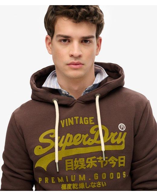 Superdry Brown & Co Vintage Logo Tonal Hoodie for men
