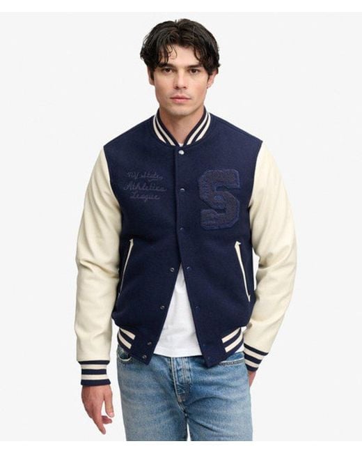 Superdry Blue & Co Vintage Patched Varsity Jacket for men
