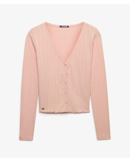 Superdry Blue & Co Athletic Essential Pointelle Cardigan
