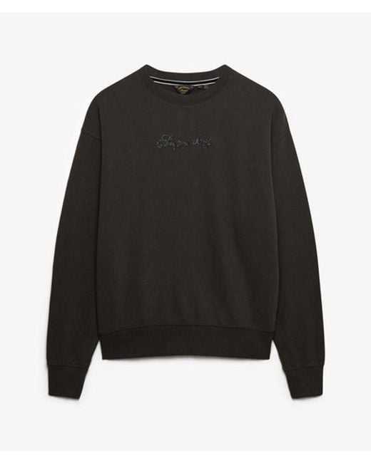 Superdry Script Brand Losse Crew Sweatshirt in het Black