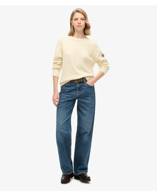 Superdry Blue & Co Knitted Slouchy Crew Neck Sweatshirt