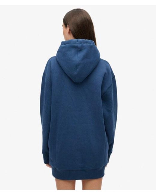 Robe à capuche et logo métallisé luxe Superdry en coloris Blue