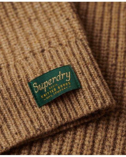 Superdry Natural Wool Blend Tweed Mock Neck Jumper for men