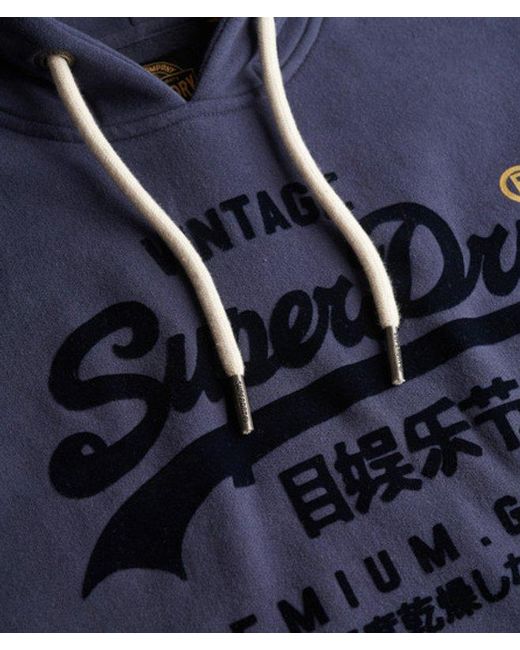 Superdry Blue & Co Vintage Logo Tonal Hoodie for men