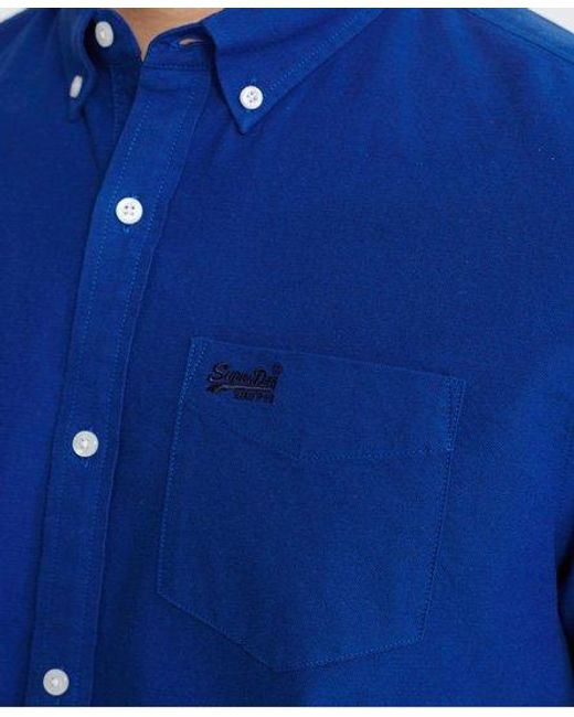 Superdry Blue Classic University Oxford Short Sleeved Shirt for men