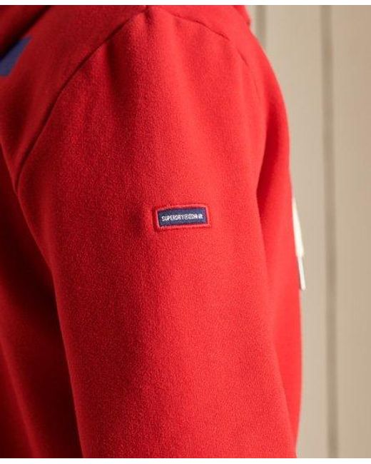 Superdry Red Script Style College Zip Hoodie Risk for men