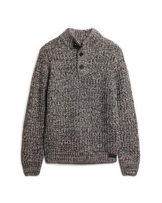 Superdry Chunky Knit Half Zip Jumper in Grey for Men Lyst UK