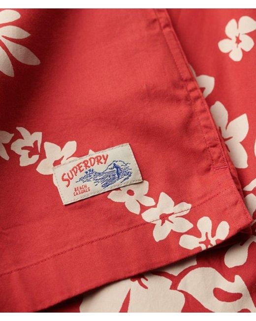 Superdry Red & Co Classic Floral Print Hawaiian Shirt for men