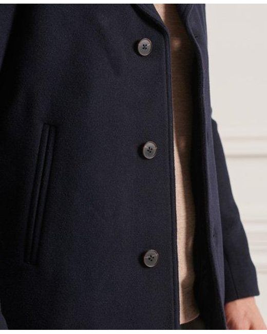 Superdry Blue Studios Short Wool Coat Eclipse for men