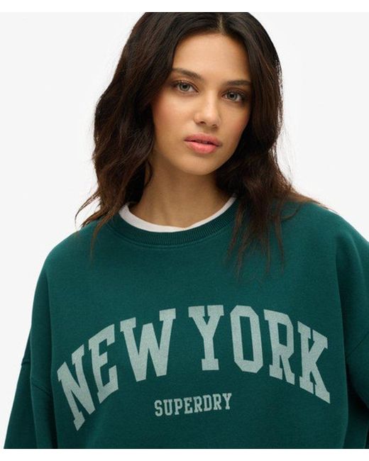 Superdry Green Athletic Essentials Oversized Crew Sweatshirt
