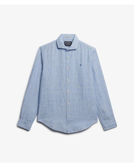 Superdry Blue & Co Riviera Long Sleeve Linen Shirt for men