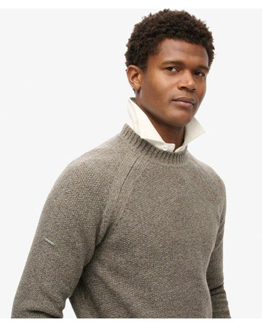 Superdry Gray Chunky Raglan Jumper for men