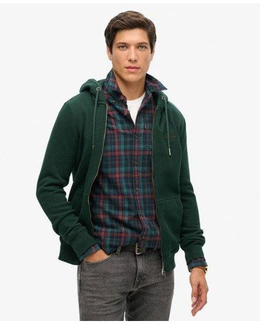 Superdry Green Essential Logo Zip Hoodie for men