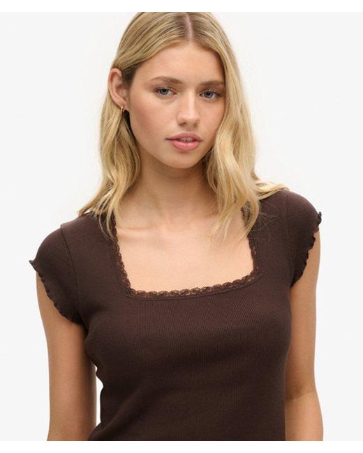 Superdry Black & Co Athletic Essentials Square Neck Top