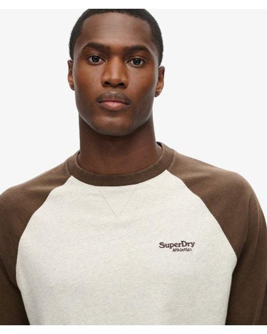 Superdry Gray & Co Boxy Fit Essential Logo Baseball Long Sleeve Top for men