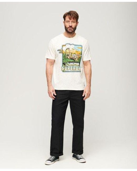 Superdry Brown Neon Travel Graphic Loose T-shirt for men
