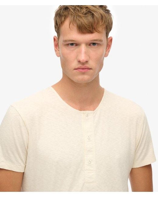 Superdry White The Merchant Store - Short Sleeve Grandad Top for men