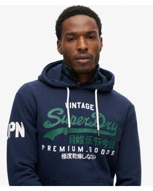 Superdry Blue & Co Organic Cotton Vintage Logo Hoodie for men