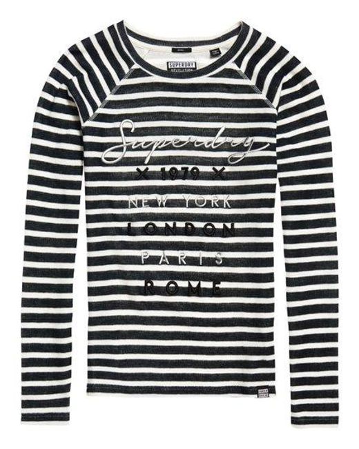 Superdry Blue Applique Raglan Top Stripe