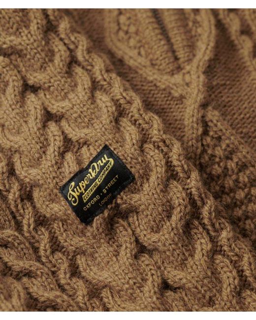 Superdry Brown & Co Vintage Jacob Cable Knit Half Zip Jumper for men