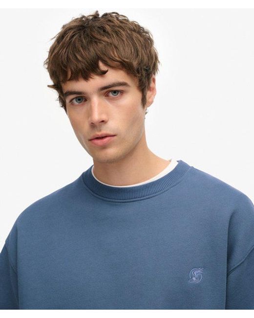 Superdry Blue Blank Oversized Crew Sweatshirt for men