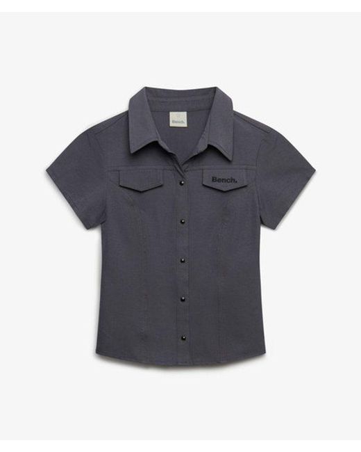 Superdry Blue Bench X & Co Bench Fitted Stretch Short Sleeve Shirt